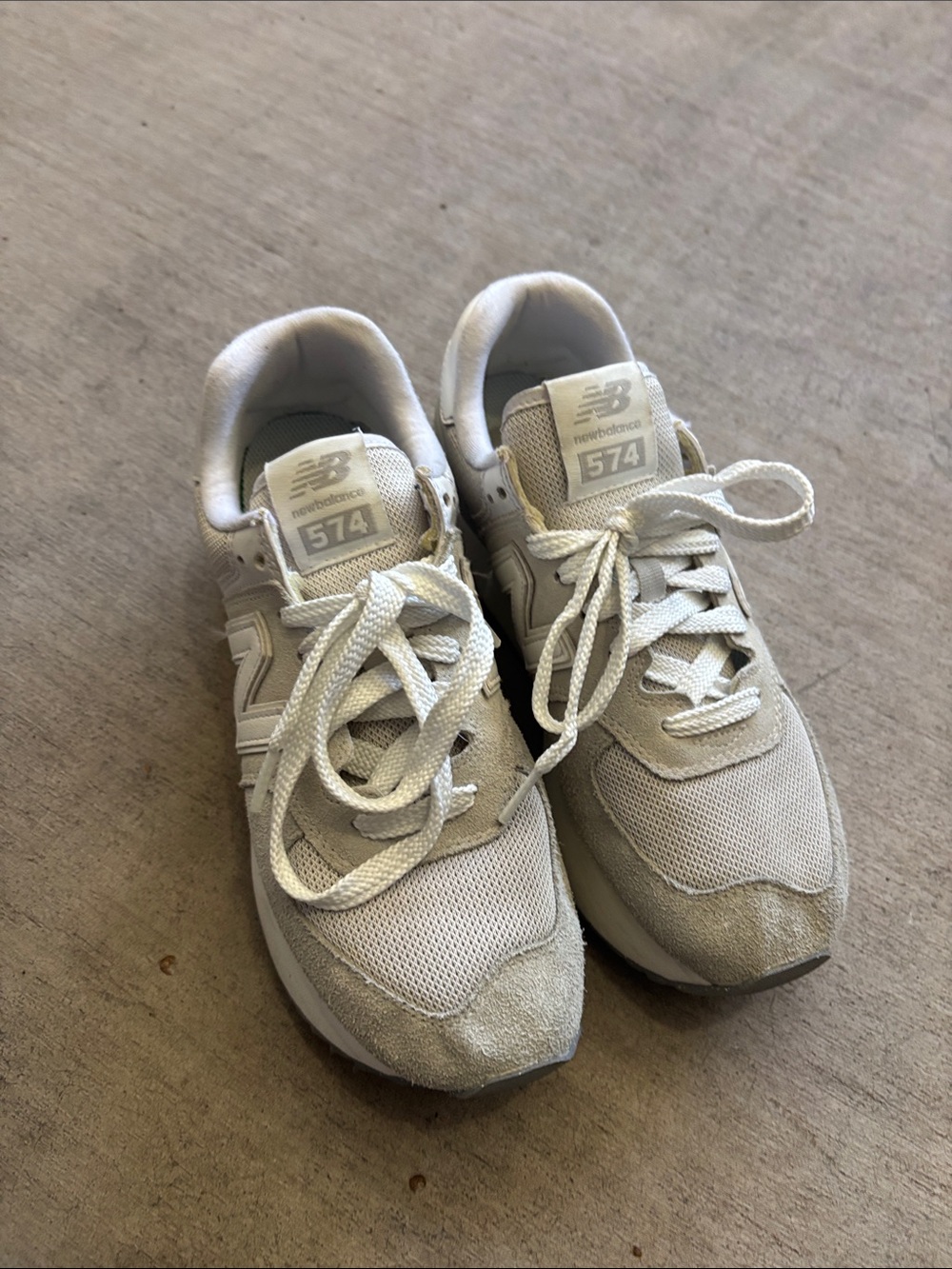 New Balance Kids' 574 Sneakers in Light Beige and White